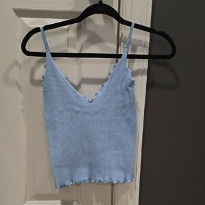 Light Blue Ribbed Women's Top